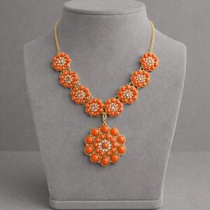Premier Designs PEACHY KEEN Floral Pendant Statement Necklace NWOT 16" +4" #458